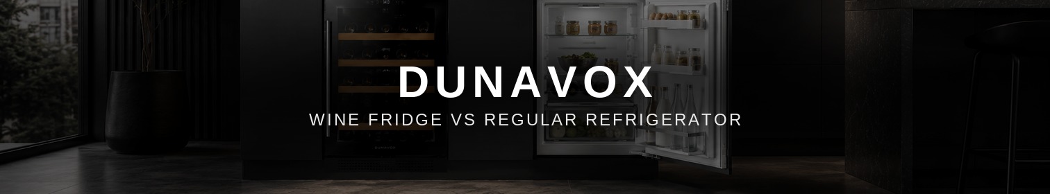 Dunavox şarap dolabı ve normal buzdolabı karşılaştırma bannerı